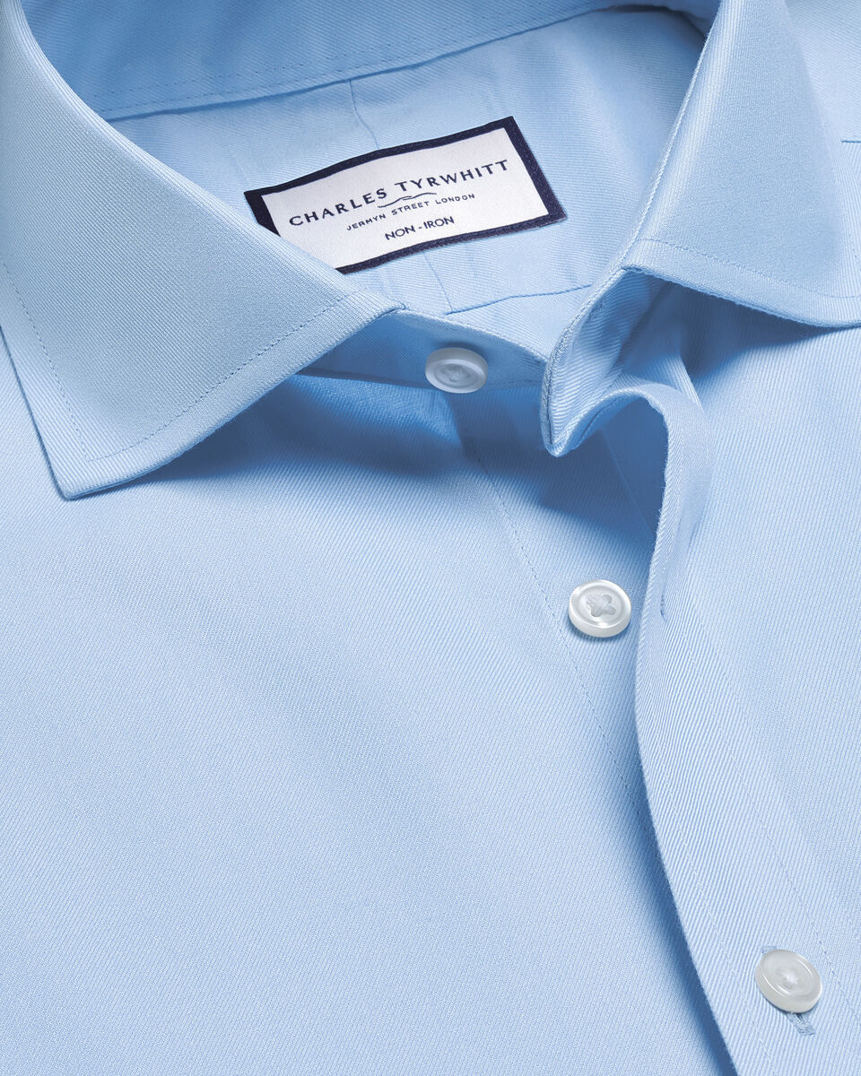 Cutaway Collar Non-Iron Twill Extra Slim Fit Shirt - Sky Blue