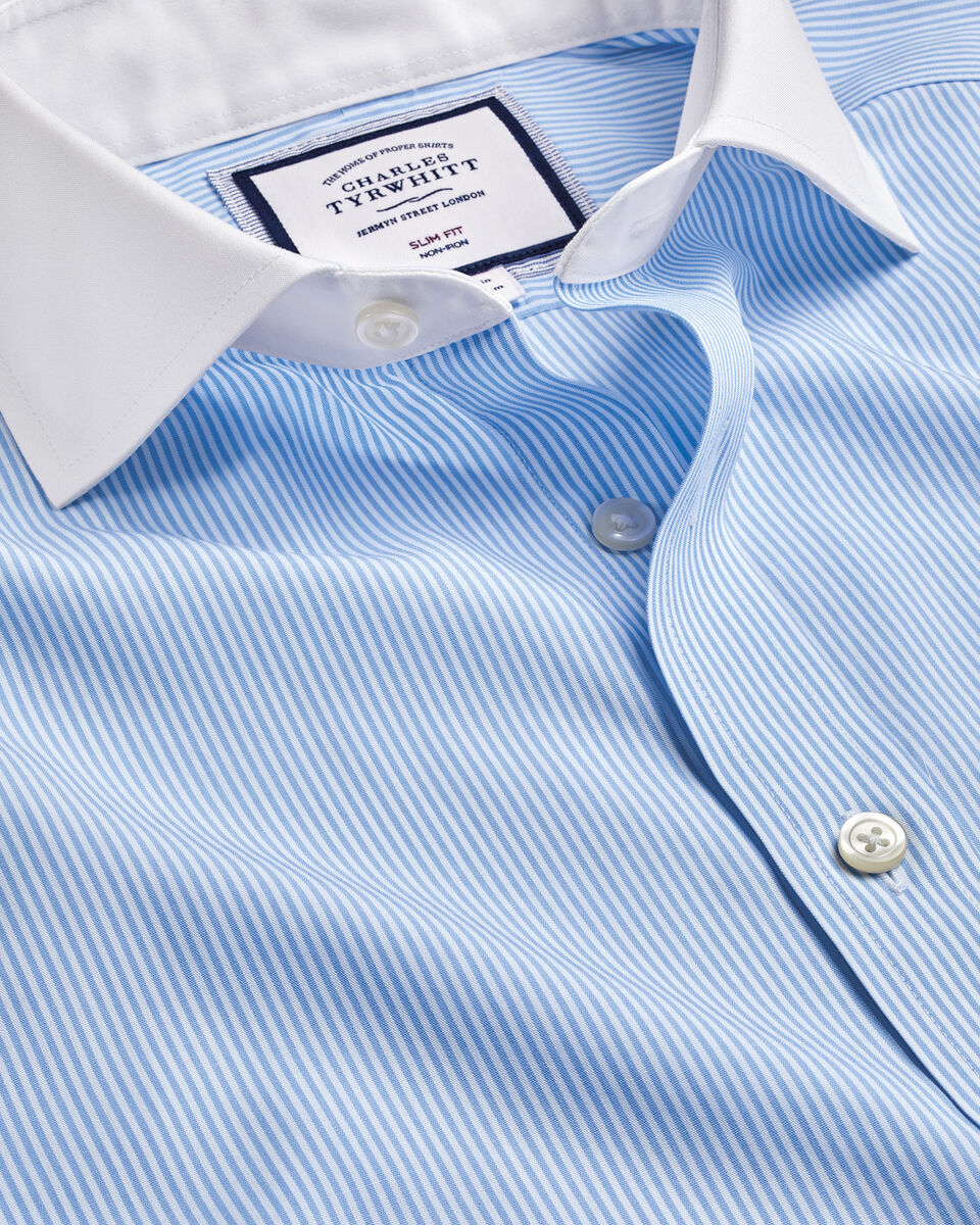 Contrast Collar Bengal Stripe Winchester Slim Fit Shirt