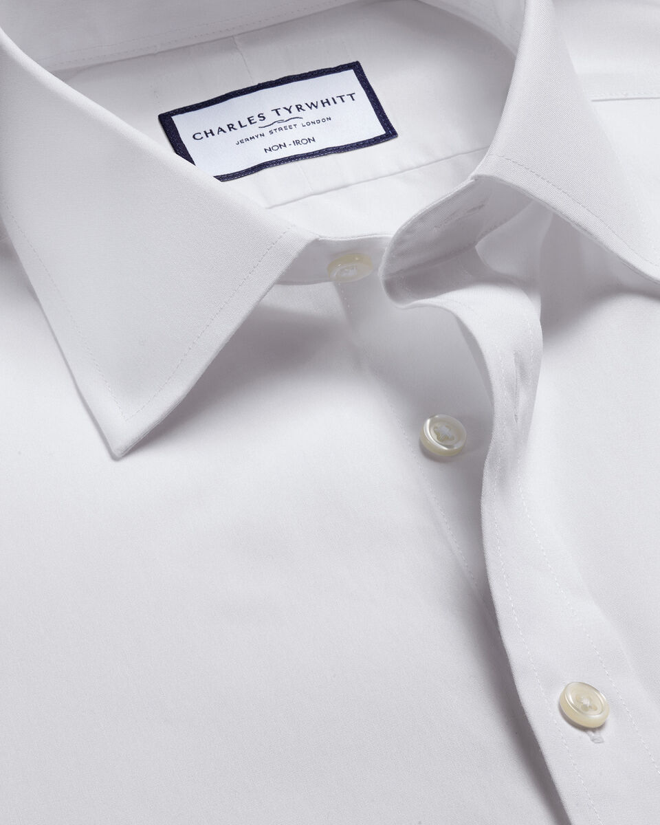 Non-Iron Poplin Slim Fit Short-Sleeve Shirt - White