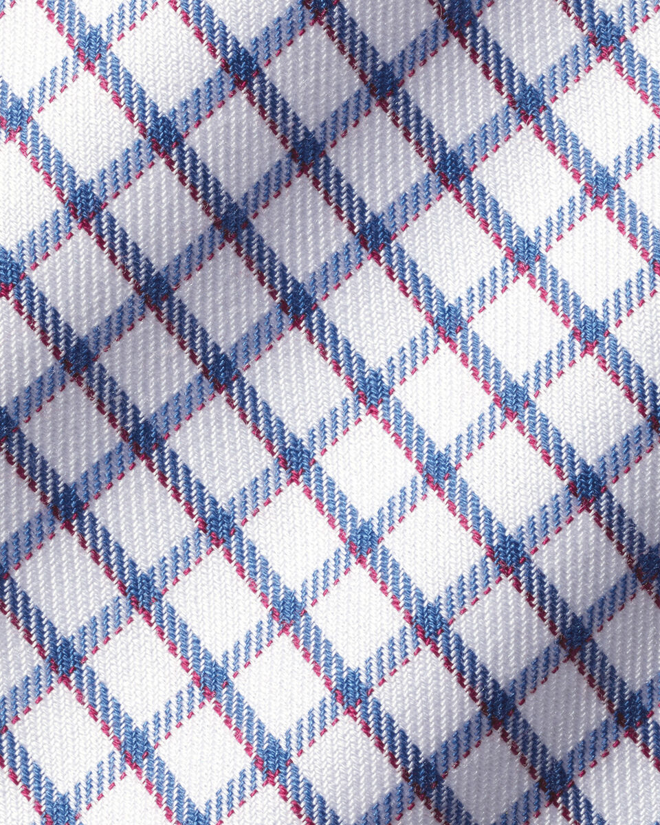 Non-Iron Two Colour Check Extra Slim Fit Shirt - Indigo Blue