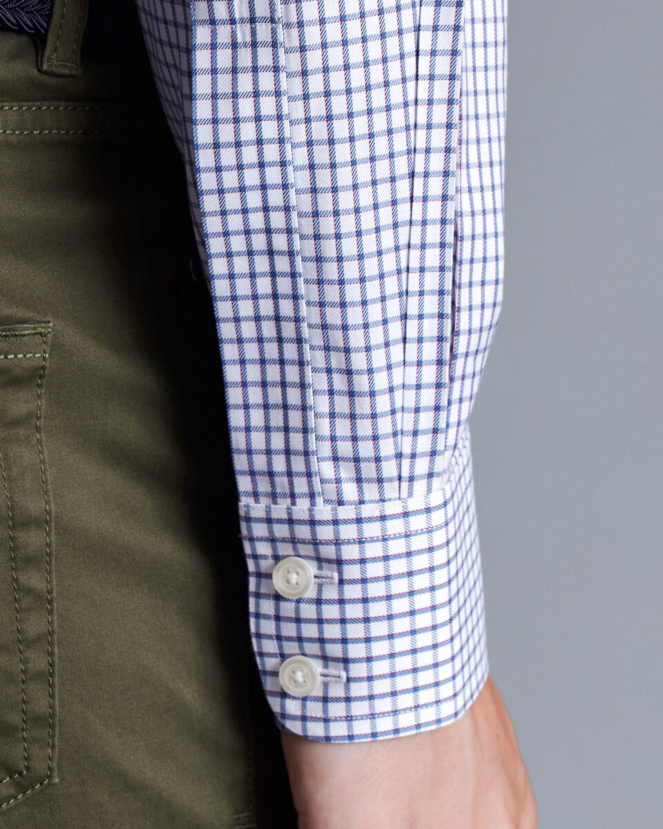 Non-Iron Two Colour Check Extra Slim Fit Shirt - Indigo Blue