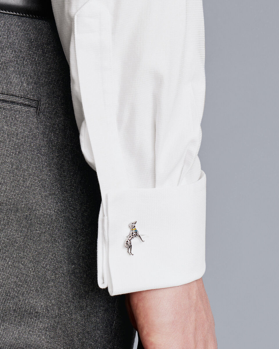 Spread Collar Non-Iron Clifton Weave Double Cuff Extra Slim Fit Shirt - White