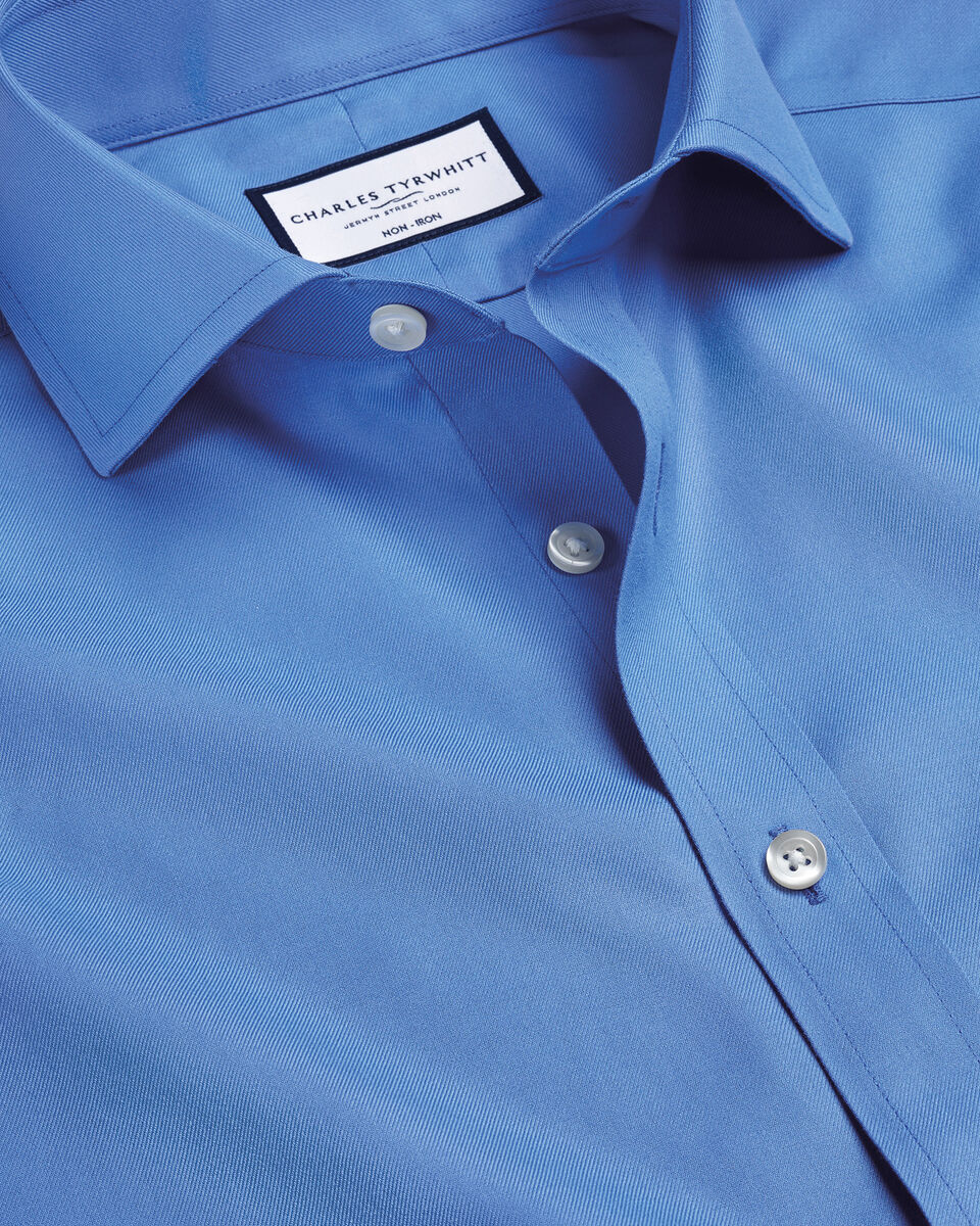 Cutaway Collar Non-Iron Twill Shirt - Ocean Blue