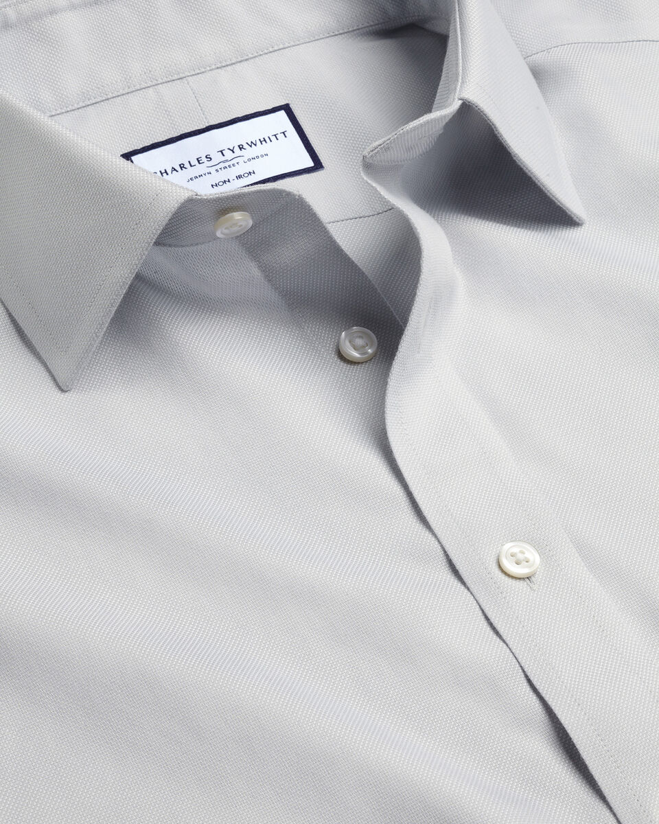 Classic Collar Non-Iron Twill Shirt - Silver Grey