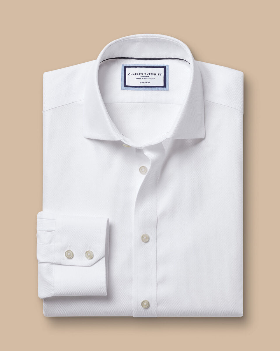 Classic Fit Cutaway Collar Non-Iron Mayfair Weave Shirt - White