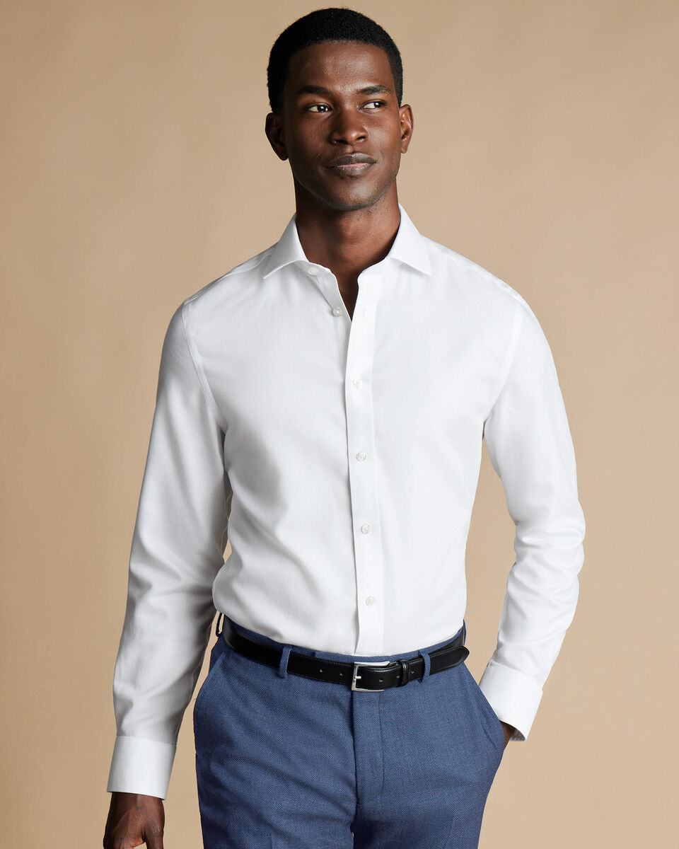Classic Fit Cutaway Collar Non-Iron Mayfair Weave Shirt - White