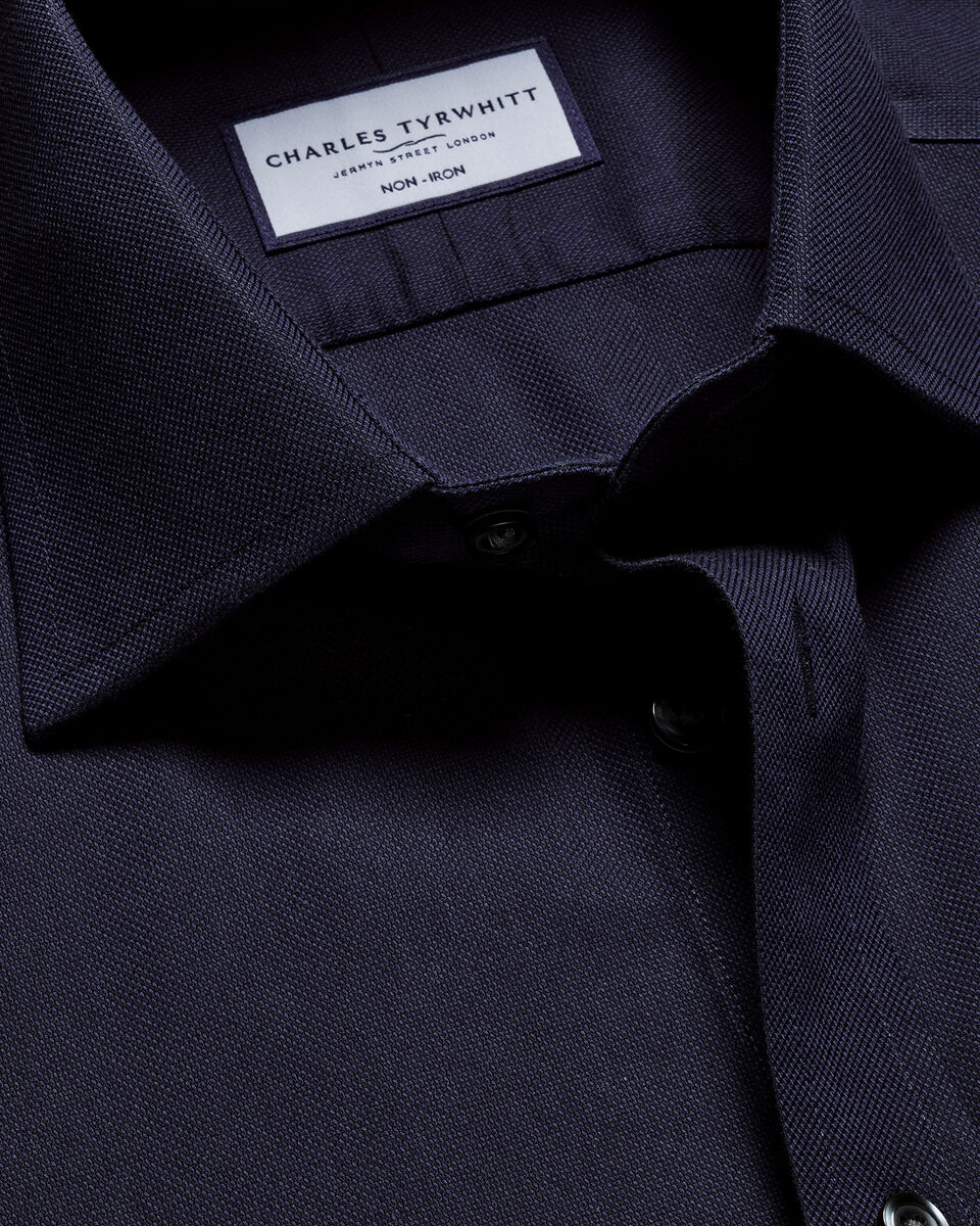 Cutaway Collar Non-Iron Twill Slim Fit Shirt - Navy
