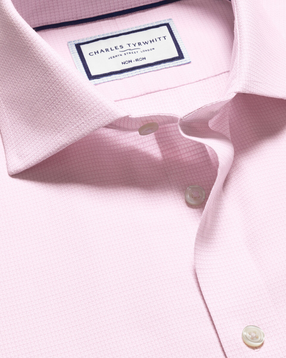 Cutaway Collar Non-Iron Stretch Kensington Weave Slim Fit Shirt - Pink