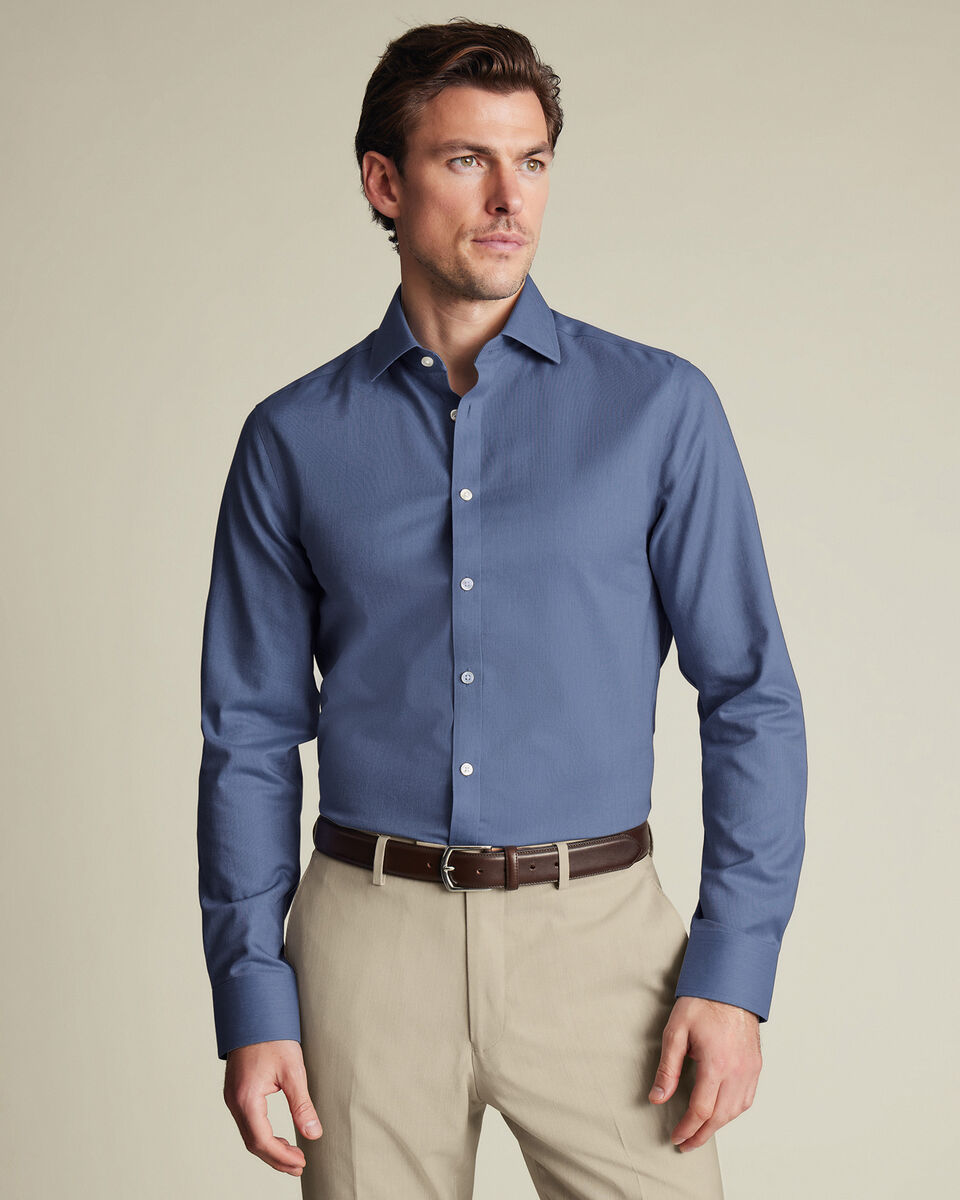 Non-Iron Twill Classic Fit Shirt - Indigo Blue