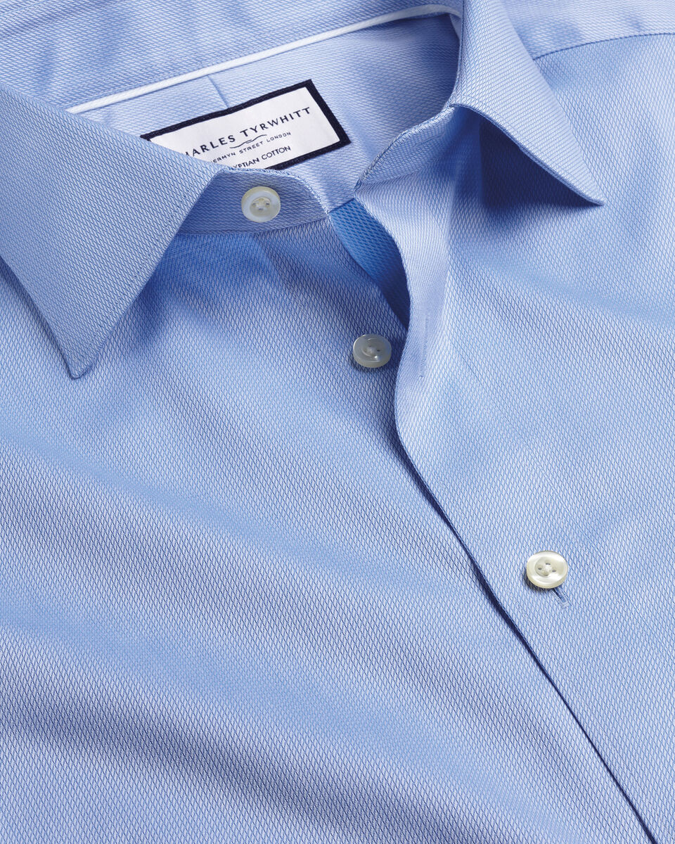 Semi-Cutaway Collar Egyptian Cotton Windsor Weave Slim Fit Shirt - Cornflower Blue