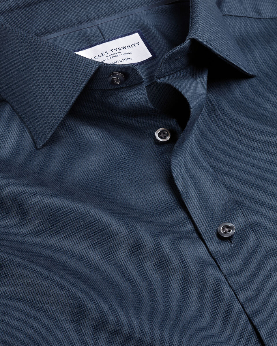 Double Cuff Semi-Cutaway Collar Egyptian Cotton Windsor Weave Classic Fit Shirt - Steel Blue