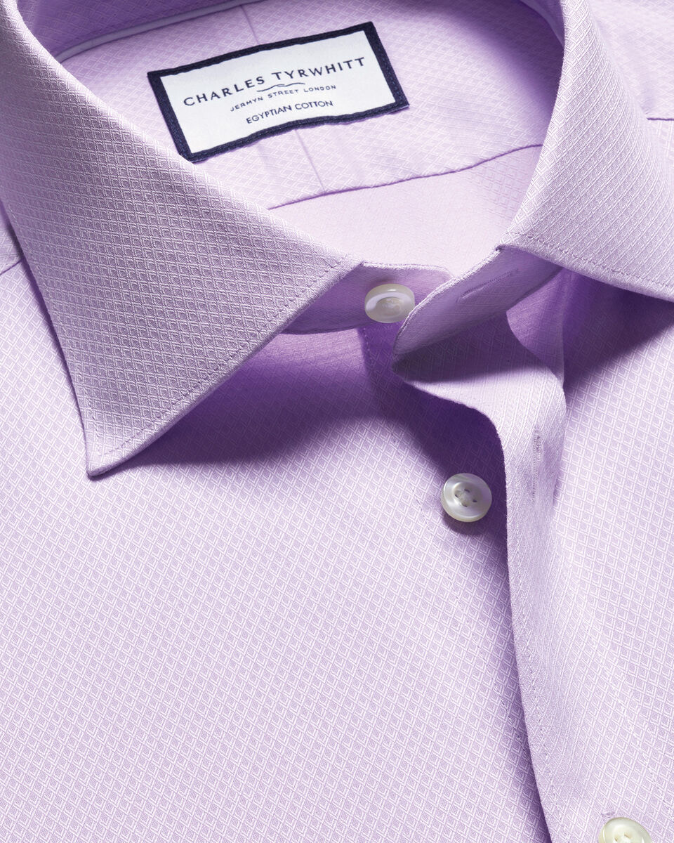 Luxury Ascot Weave Slim Fit Shirt - Lilac Purple