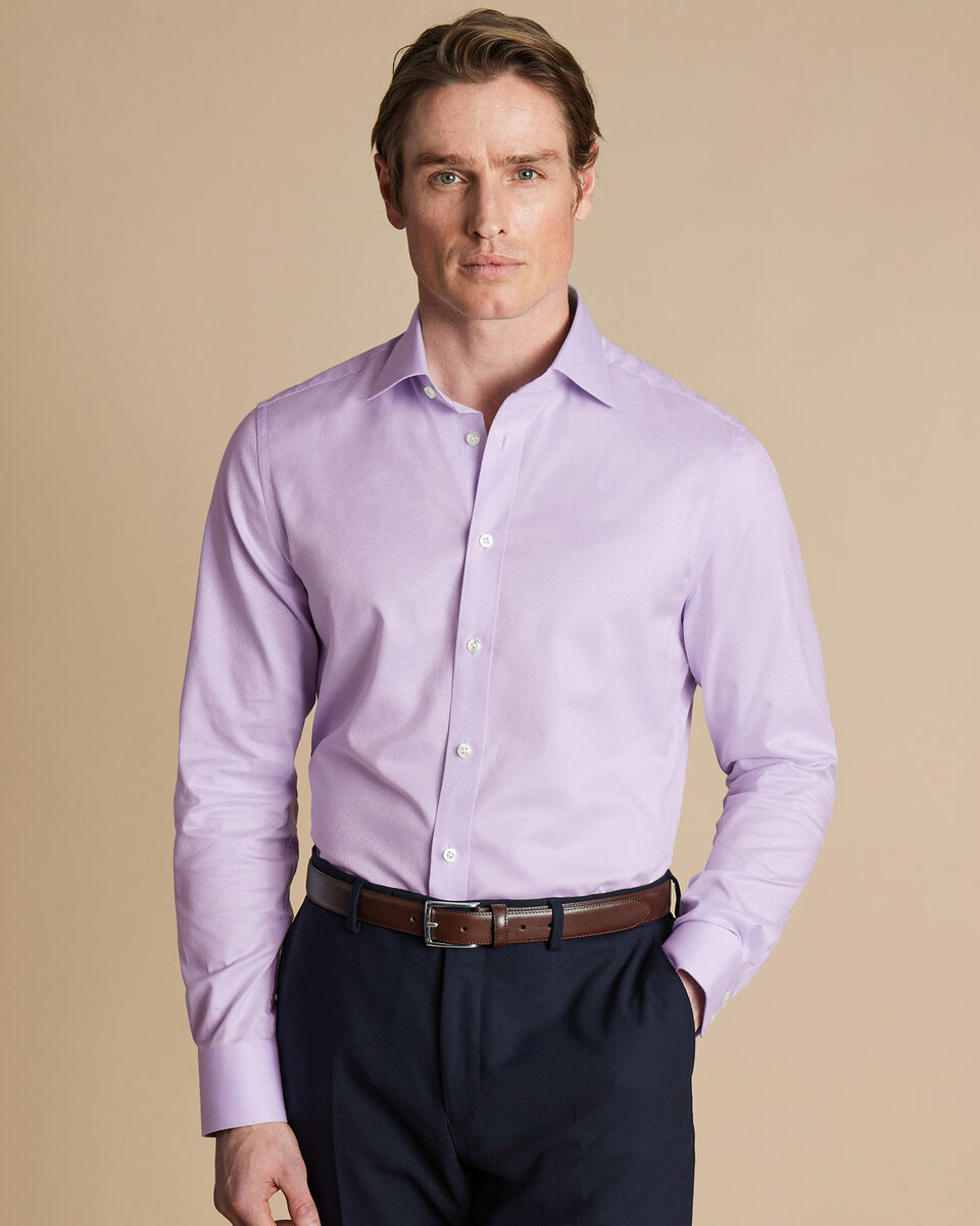 Luxury Ascot Weave Slim Fit Shirt - Lilac Purple