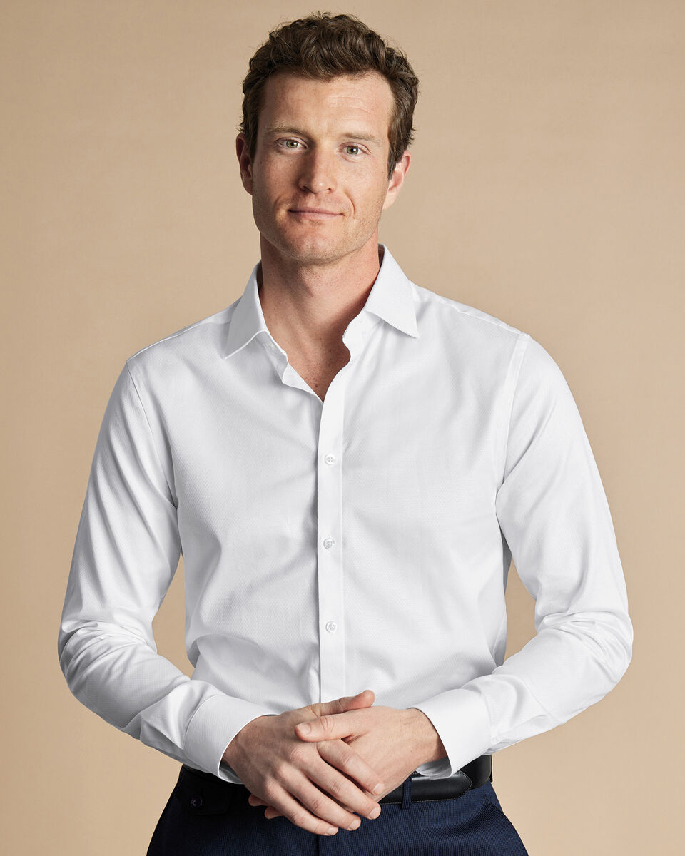 Slim Fit Luxury Windsor Weave Shirt - White