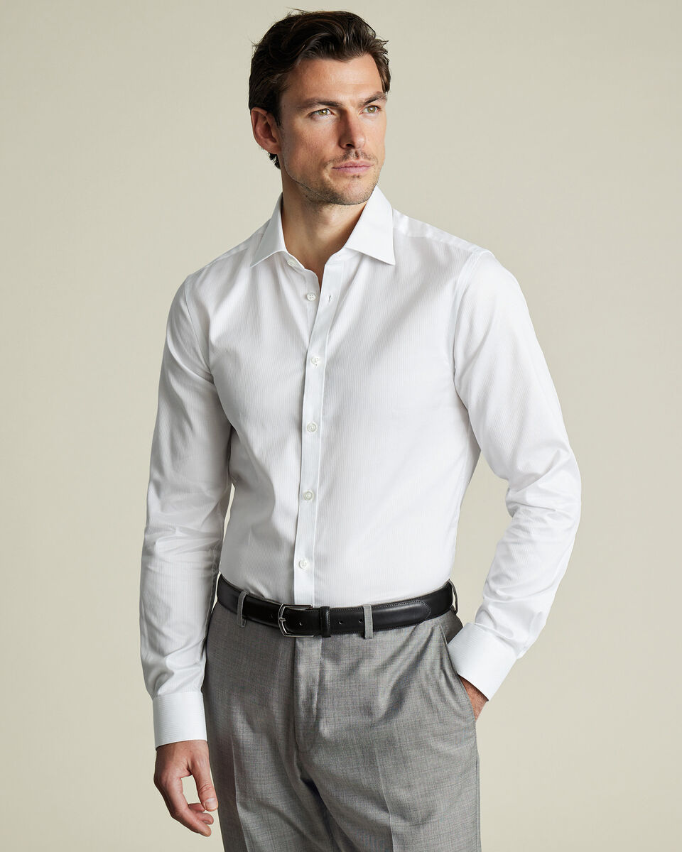 Luxury Stripe Egyptian Cotton Extra Slim Fit Shirt White
