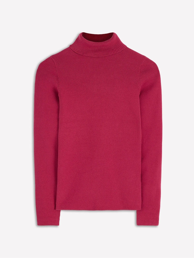 Boden Red Emilia Cotton Roll Neck Jumper