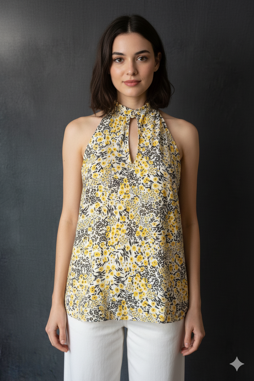 Ditsy Floral Highneck Top