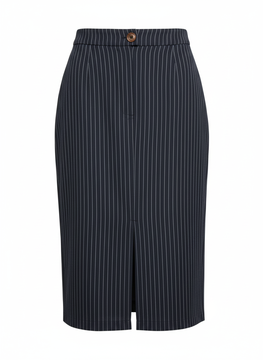 Navy Pinstripe Skirt