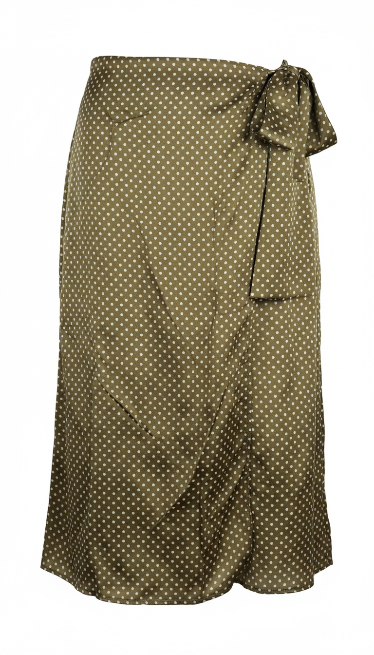 Olive Multi dots Blouse and Skirt Set