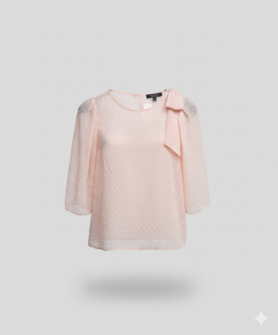 Shoulder Bow Light Pink Blouse