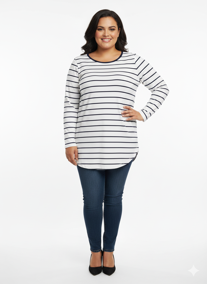 Stripe Navy/White Longsleeve Top