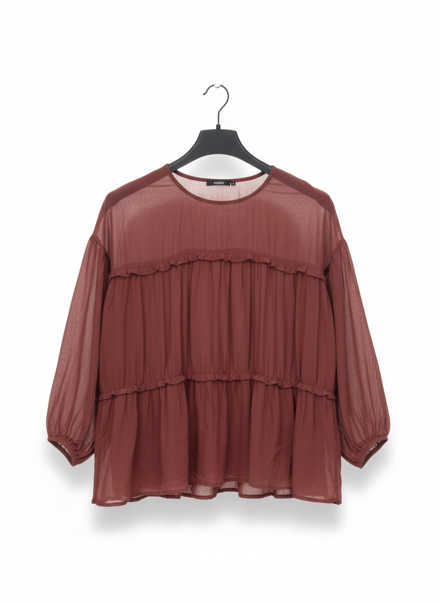 Burgundy Tiered Blouse