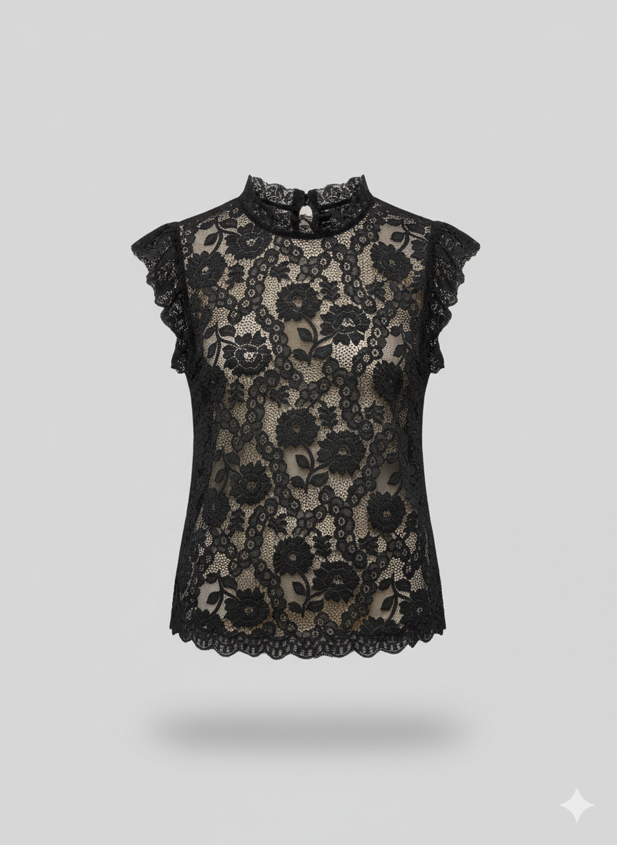 Floral Black Lace Top