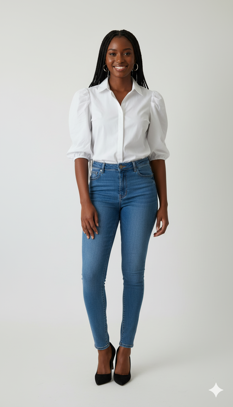 Bubble Sleeve Shirt White