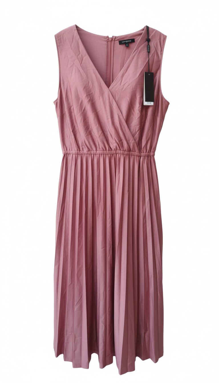Rose Pleated Midi Wrap Dress