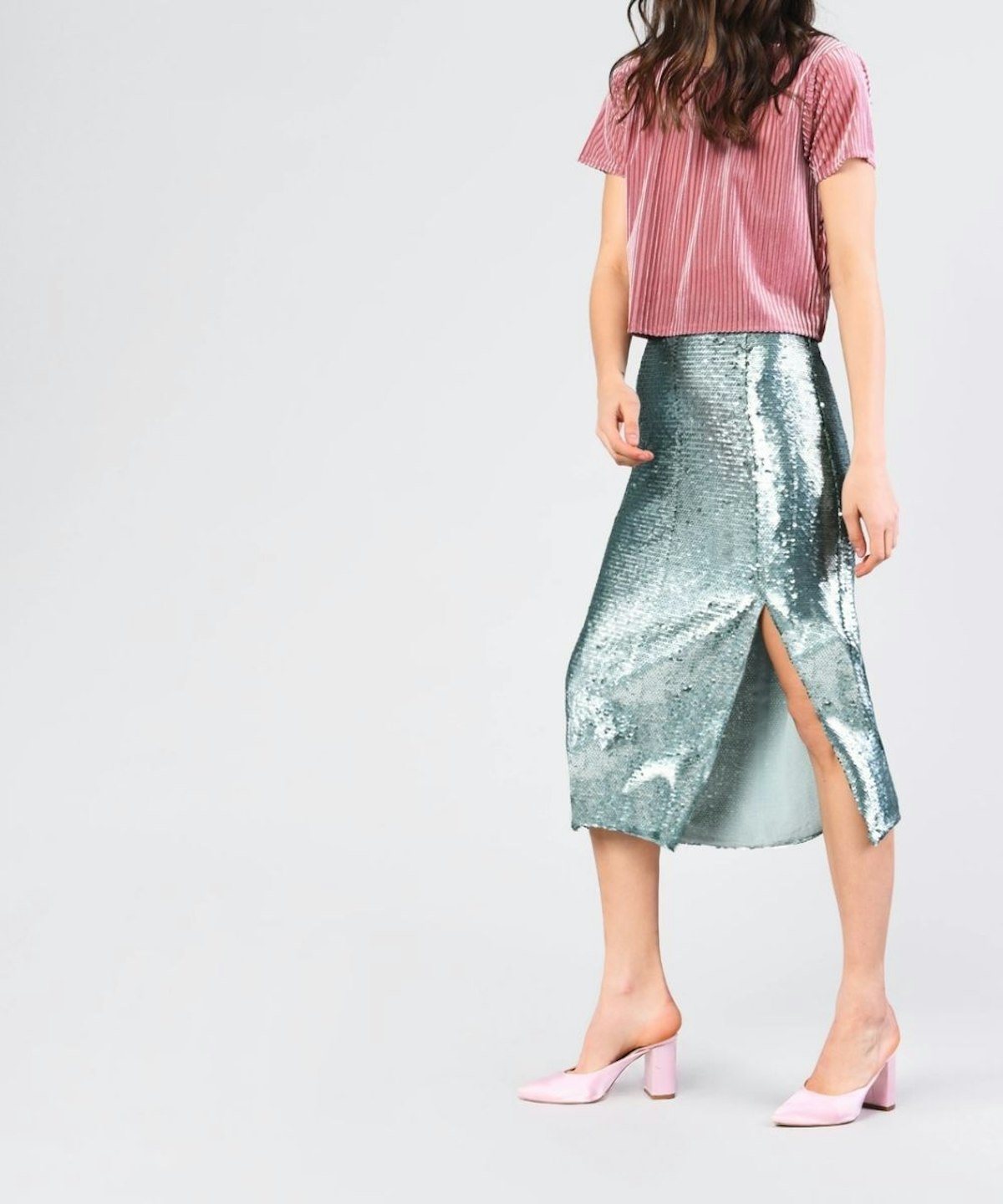 Dusty Mint Sequin Skirt
