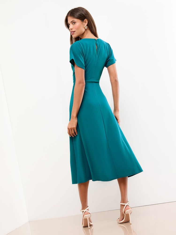 Lipsy Teal Blue Knot Side Midi Dress