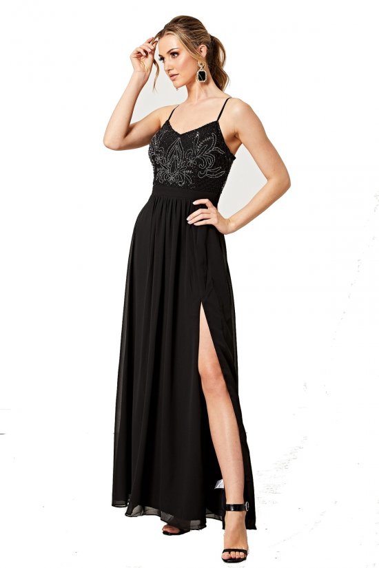 Embellished Maxi Dress Black