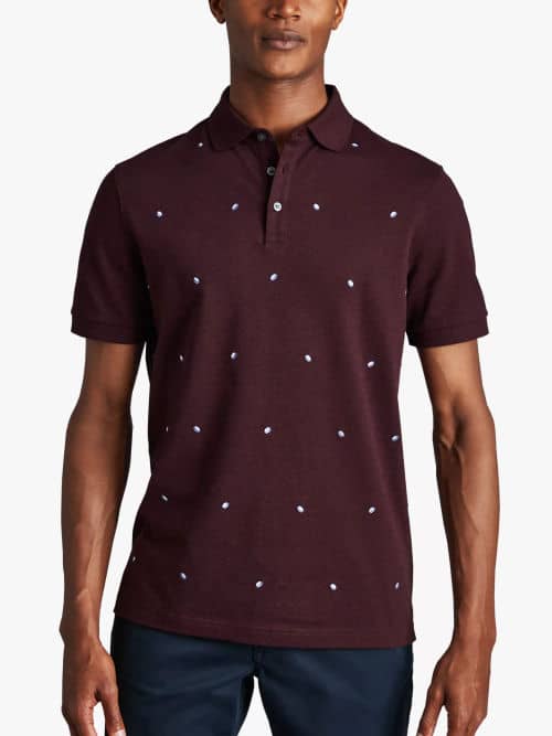 England Rugby Performance Print Polo - Wine & Navy