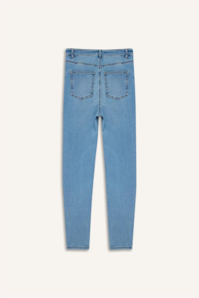 Skinny Fit High Waist Straight Leg Long Jeans