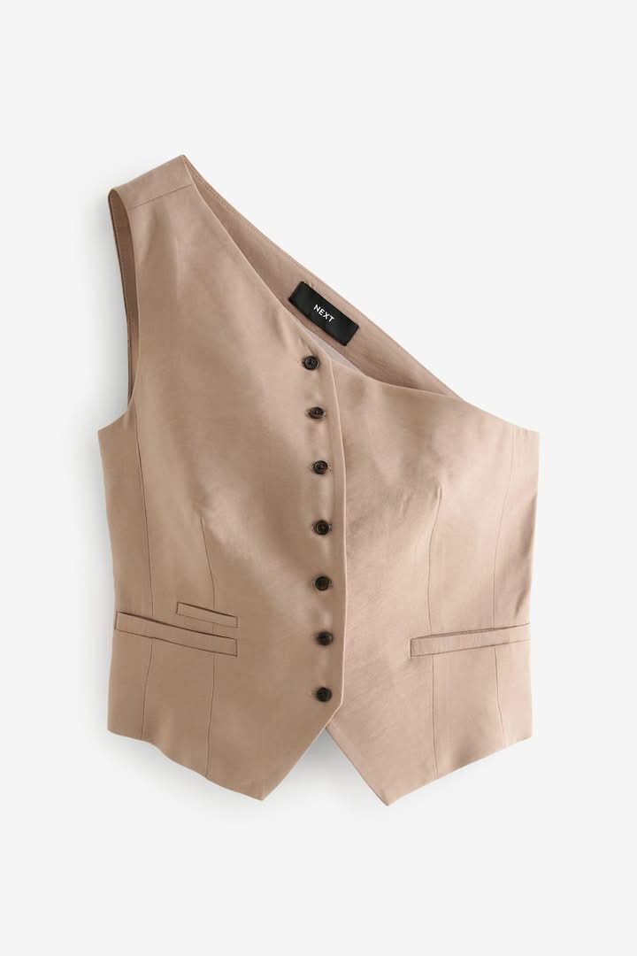 Mink Brown One Shoulder Waistcoat