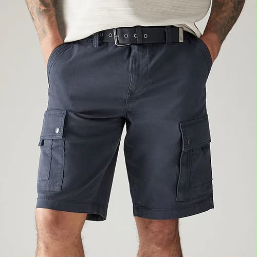 Blue Belted Ripstop cargo Shorts