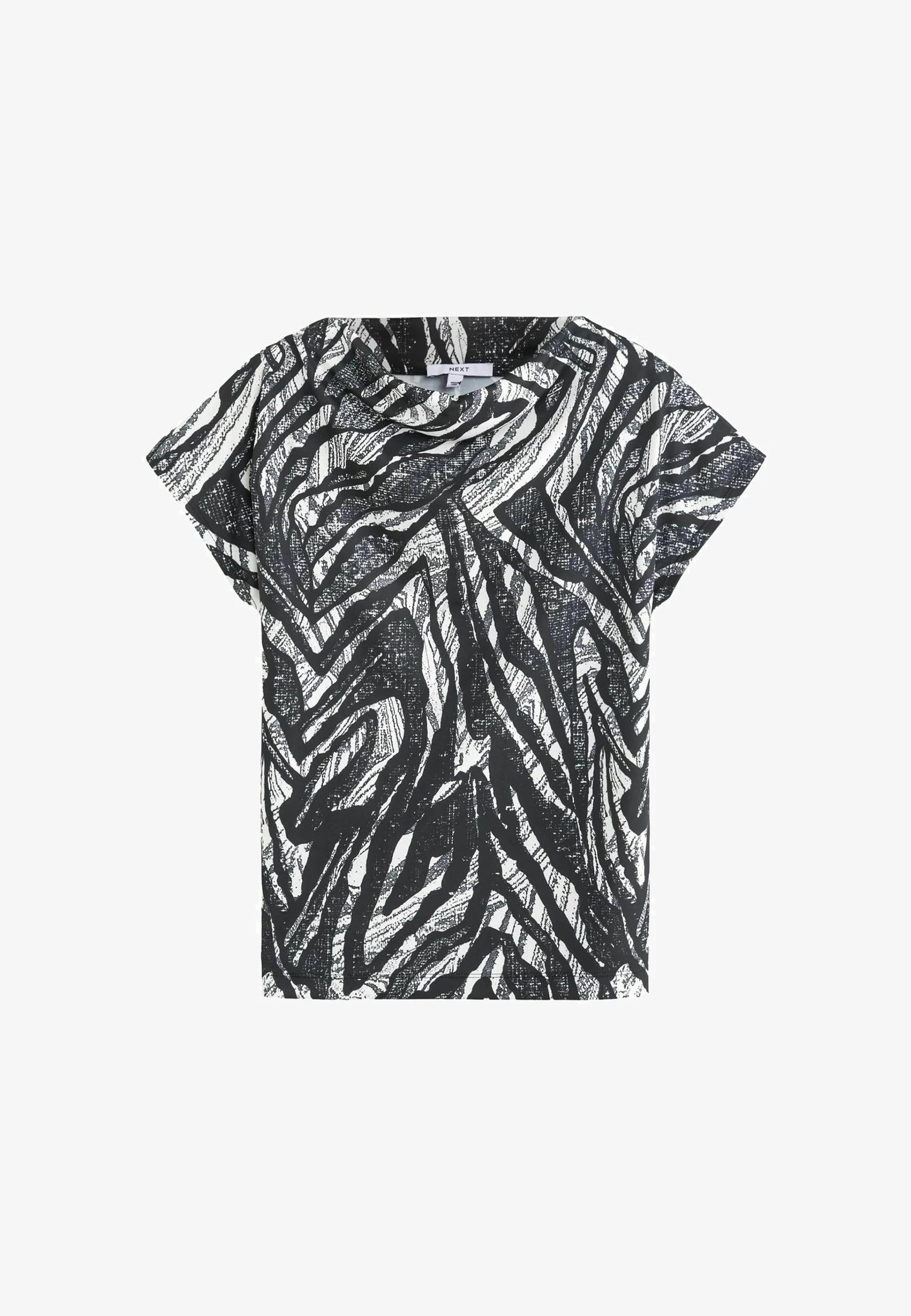 Short Sleeve Cowl Neck Petite Print T-Shirt