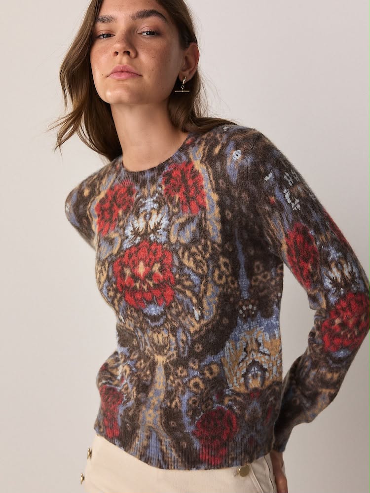 Multi Paisley Printed Crew Neck Jumper