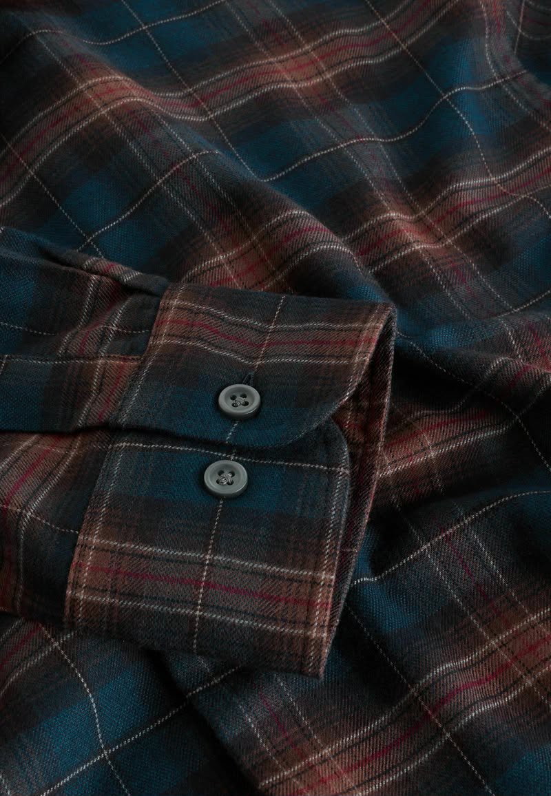 Brushed Check Regular Fit Shirt Rust Brown Navy Check