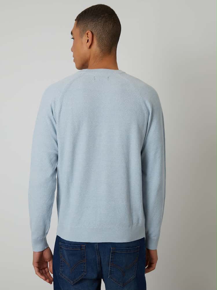 Threadbare Light Blue Raglan Knitted Crew Neck Jumper