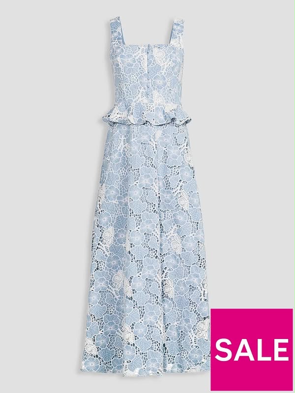 Sleeveless Lace Frill Midaxi Dress Blue