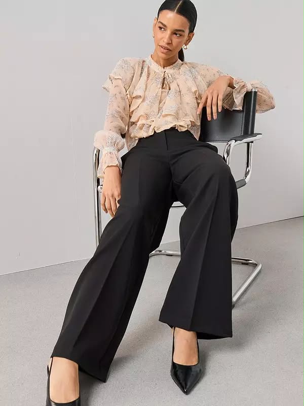 V by Very Black Wide Leg Trouser