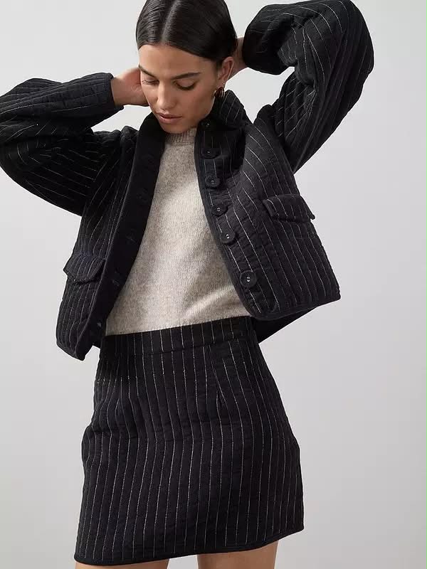Black Cord Pinstripe Jacket