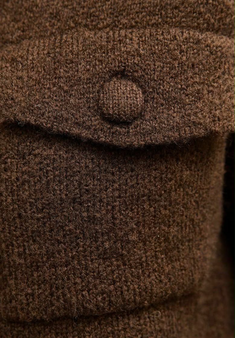 Flap Pocket Cardigan Dark Brown