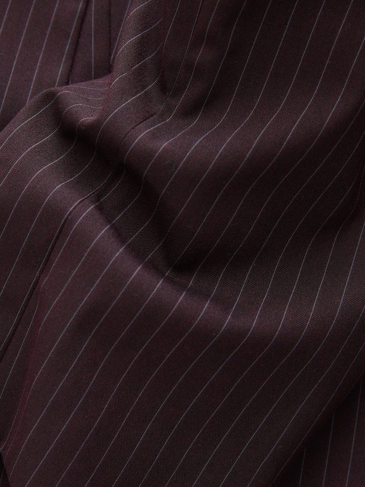 Burgundy Red Stripe Relaxed Ruched Sleeve Blazer
