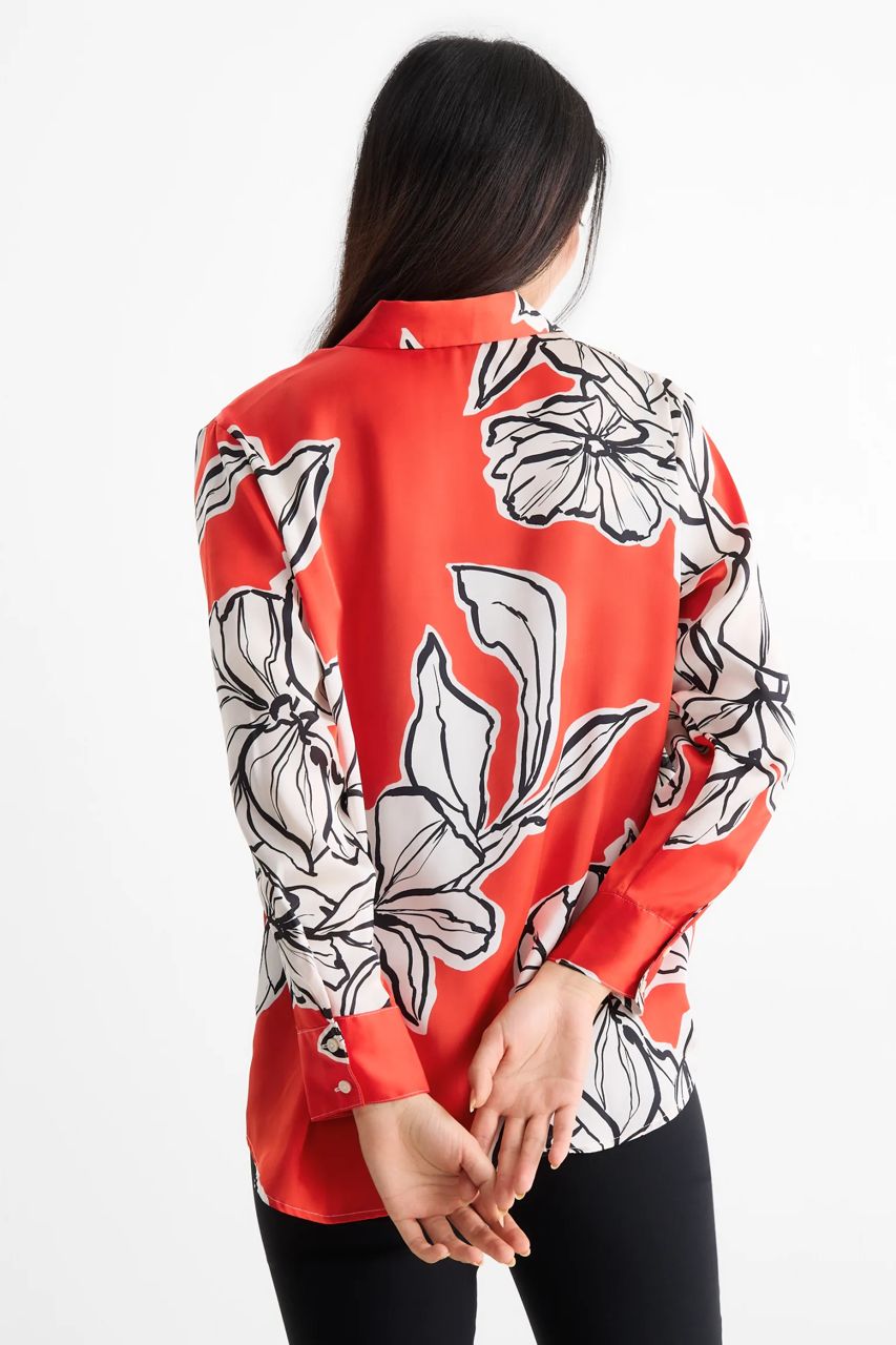 Red Floral Print Shirt