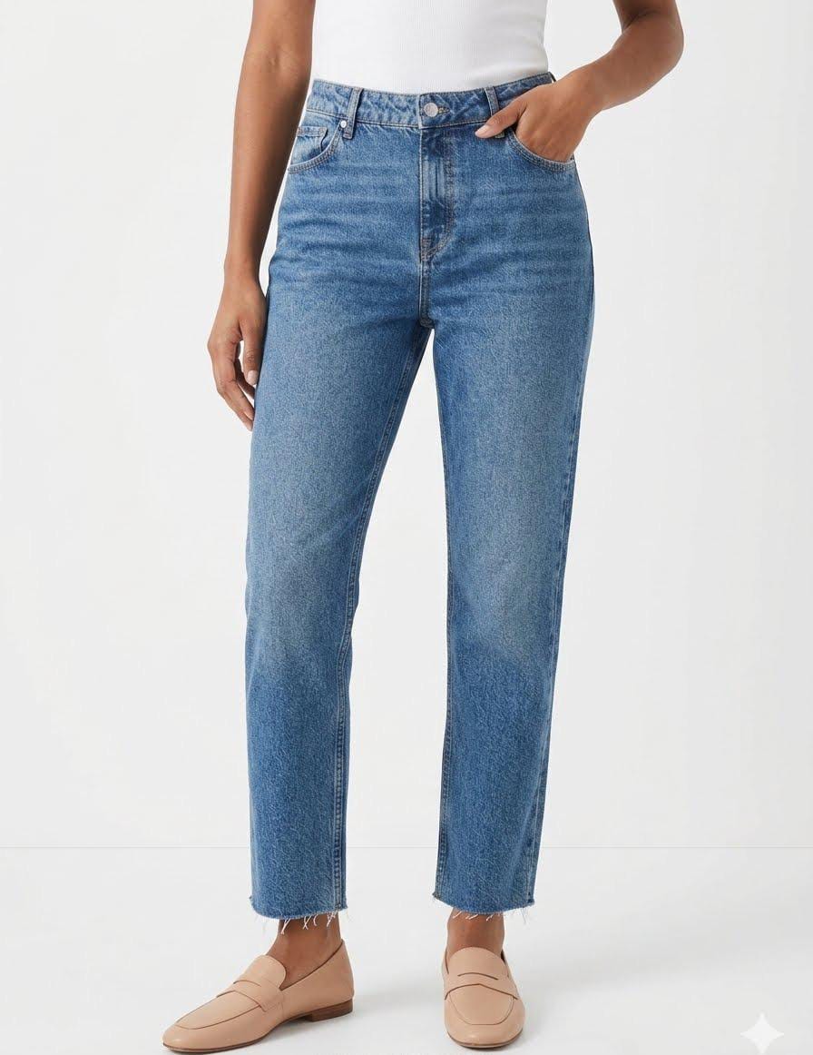 Straight Leg Raw Hem Jeans