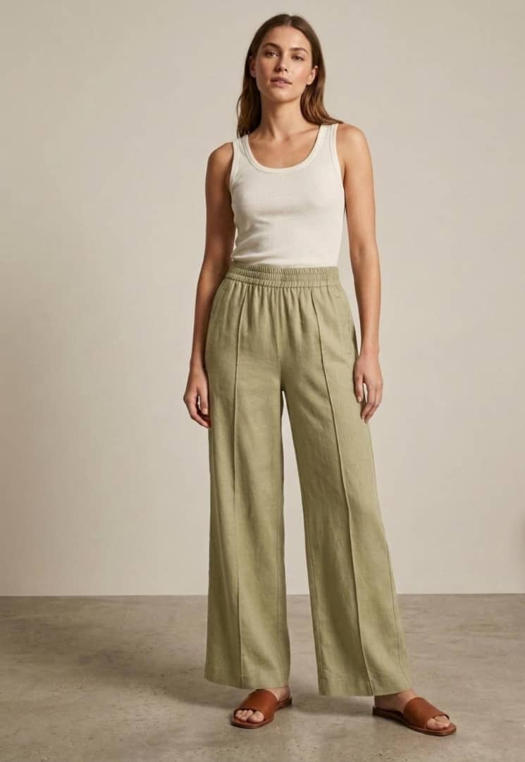 Elastic Wide Leg Trouser