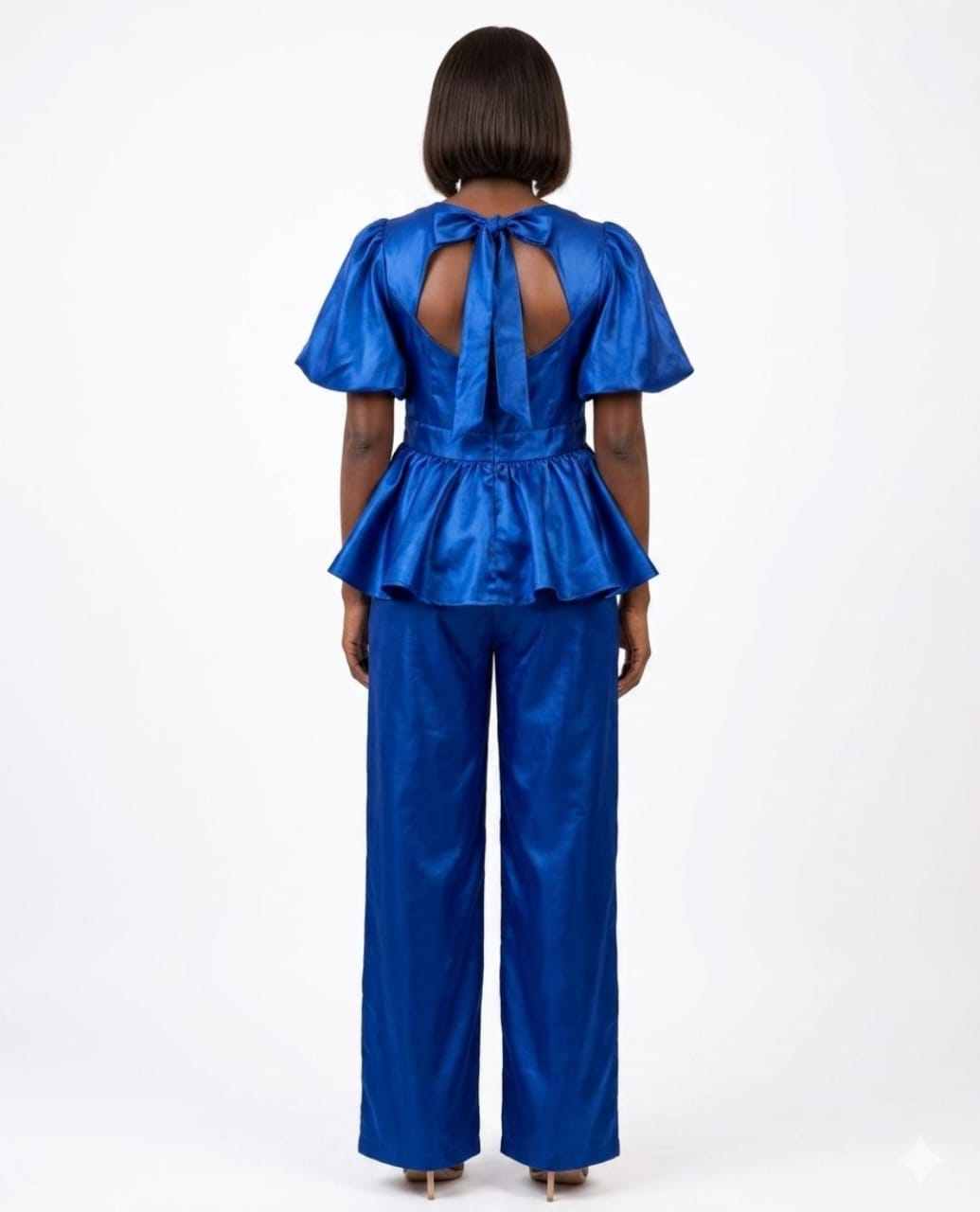 Royal Blue Peplum Top And Trouser Set