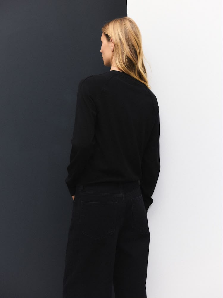 Black Soft Touch Crew Neck Cotton Rich Jumper